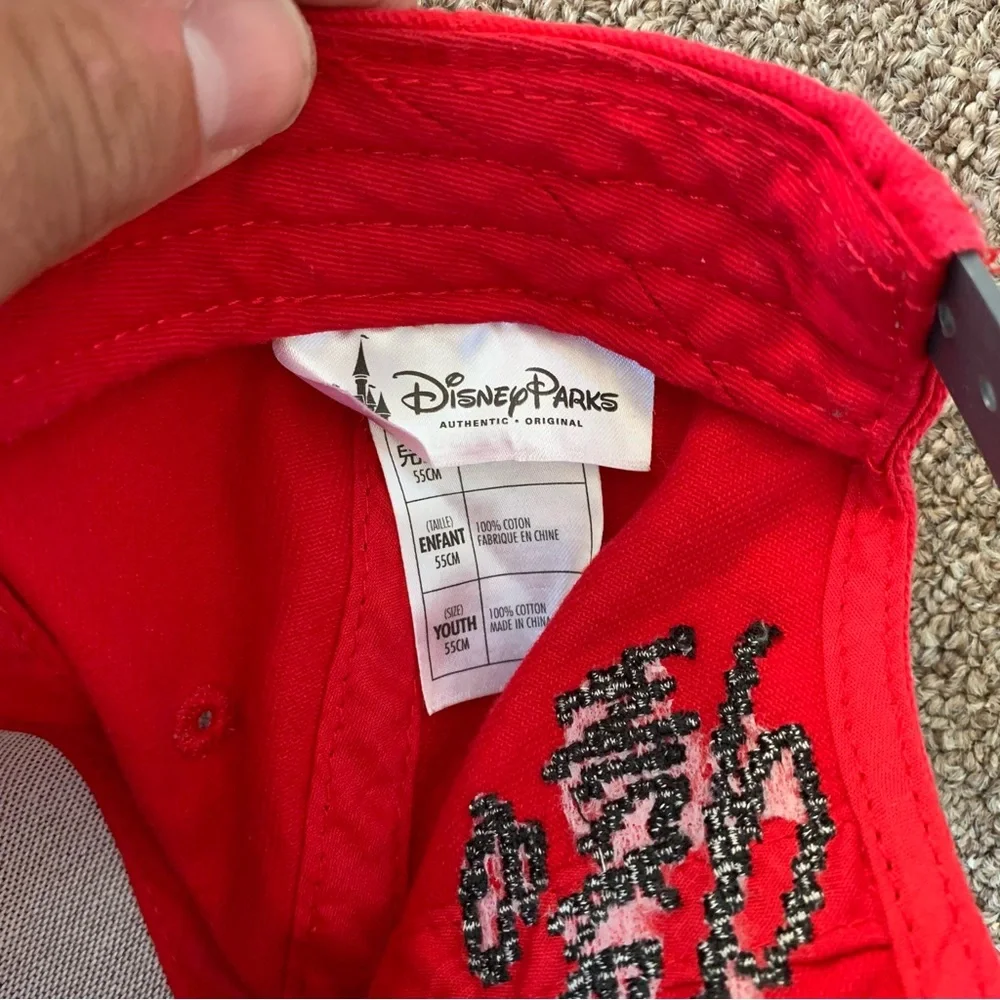 Disney Parks Pixel Cross-Stitch Mickey Mouse Red Adjustable‎ Hat Cap Youth